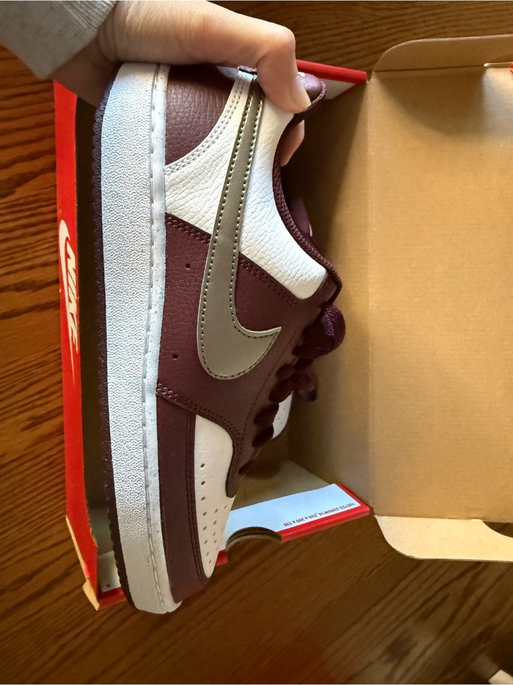 Nike women’s Low-Top Sneakers - Maroon, White & Silver Swoosh